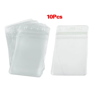 

SOSW-10 pcs Soft Plastic Vertical BusIness ID Card Badge Holders