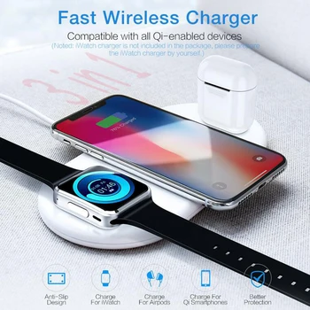 

3 IN 1 QI Wireless Charger Wireless Charger For iPhone X Xr XS Max Watch For AirPods Mobile Phone Fast Charge For Samsung