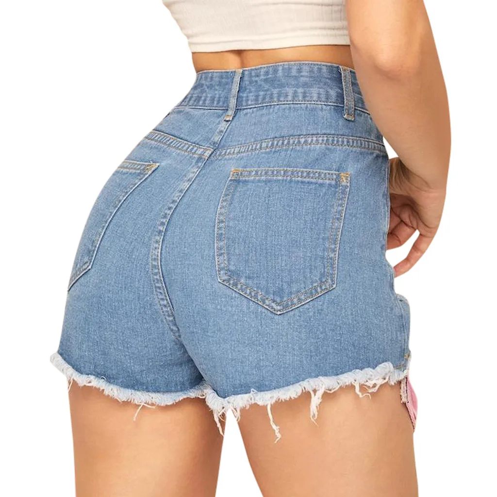 Джинсовые шорты женские Большие размеры женские шорты летние женские модные повседневные узкие джинсы Рваные джинсовые женские шорты с