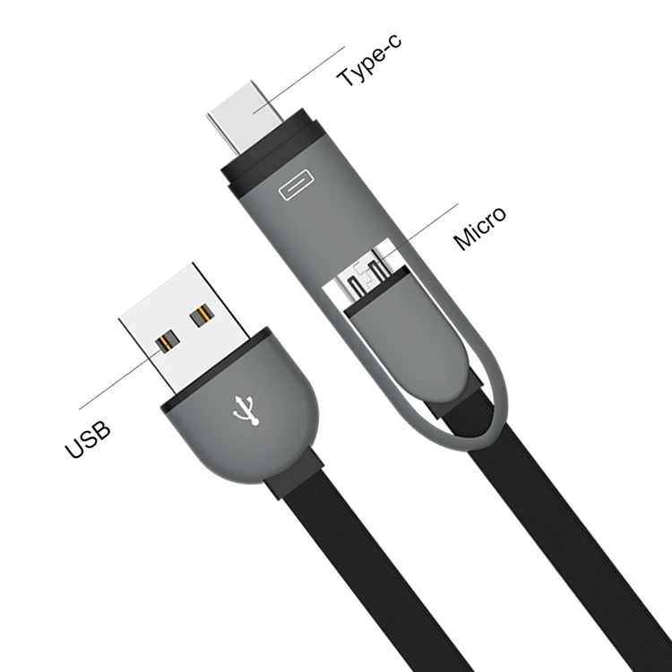 OATSBASF 2 в 1 порт типа C+ Micro USB кабель Android для samsung Xiaomi huawei Выдвижной зарядное устройство USB порт передачи данных 1 м