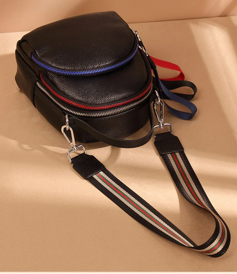 Хит цвет цепи дизайн женский рюкзак черный натуральная кожа женский ежедневный пакет мини двойная сумка рюкзак