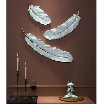 

Nordic Simulation Resin Feather Wall Hangings Creative European Style Western-style Restaurant Background Wall Ornaments X1049