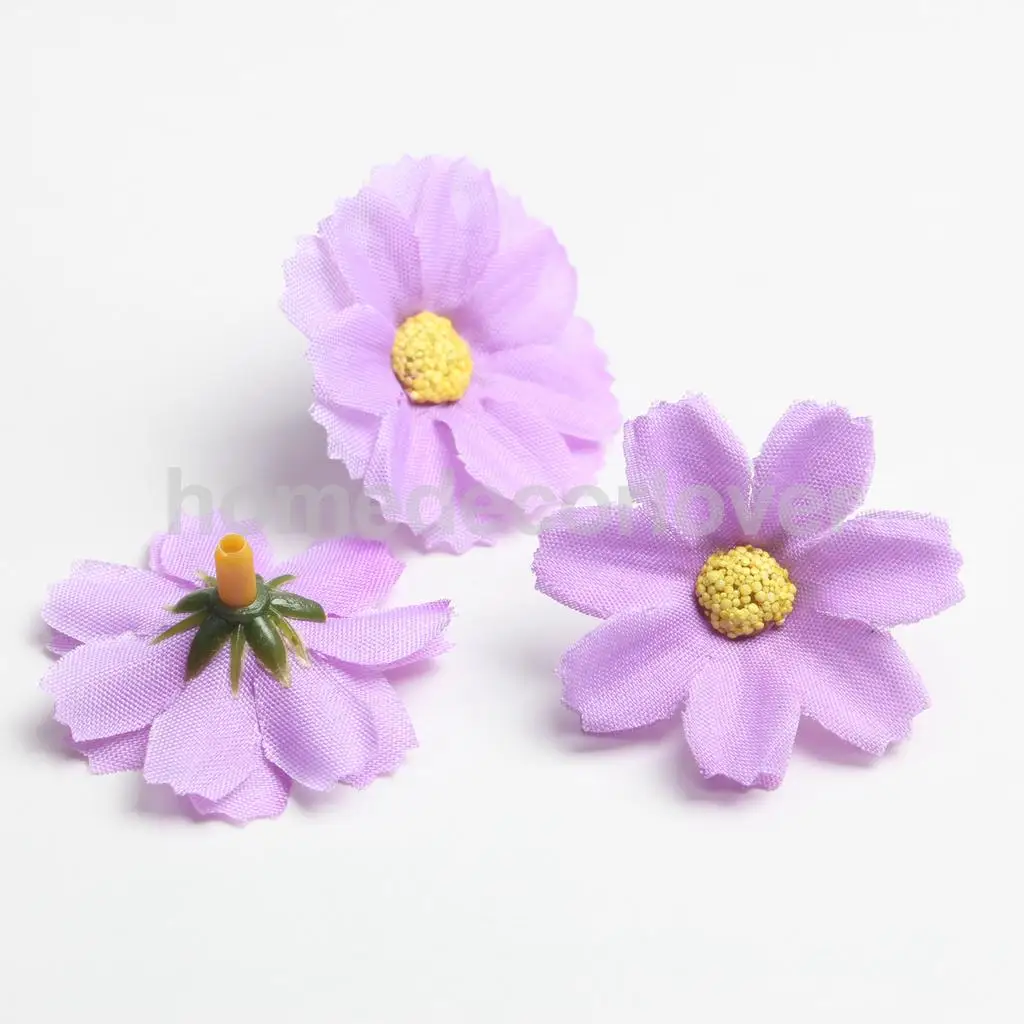 50pcs 4cm Silk Flower Daisies Flower Heads for Wedding/Car/Spring/Home/Garden Decoration Wreath DIY Floral Arts and Crafts