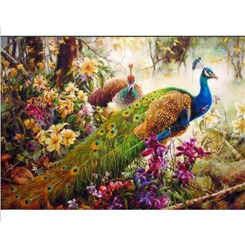 

Newest Peacock And Flower Oil Painting By Numbers Kits Wall Art Picture Home Decor Acrylic Paint On Canvas For Artwork