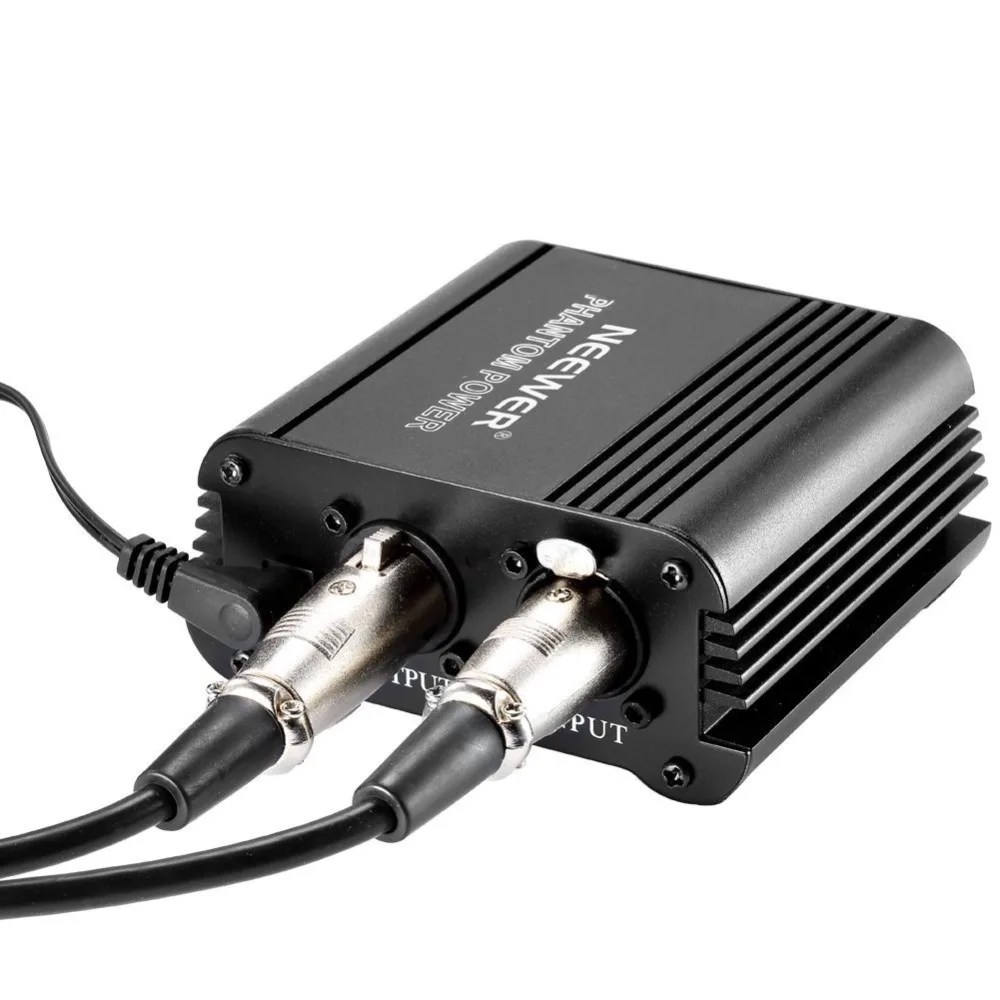 Neewer 1 Channel 48V Phantom Power Supply Adapter, BONUS+XLR 3 Pin Cable for Any Condenser