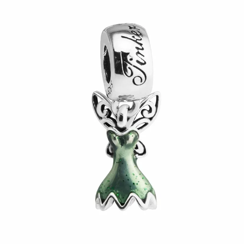 Ozoole Authentic 925 Sterling Silver Tinker Bell's Dress Enamel Pendant Dangle fit Pandora Bracelets Jewelry | Украшения и