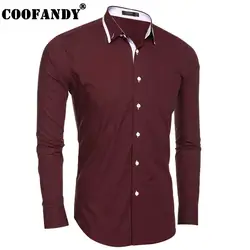 Coofandy Новинка 2017 года поступления Для мужчин модные Slim Fit Turn Подпушка воротник длинный рукав; пуговицы Подпушка Рубашки домашние муж