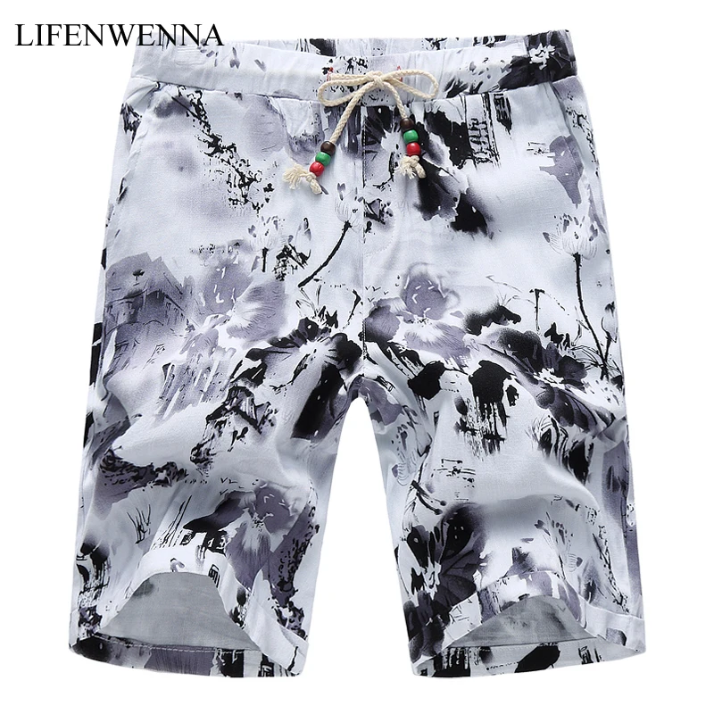 

M-5XL 2019 New Fashion Summer Shorts Men Casual Floral Print Shorts For Men Chinese Style Elastic Waist Slim Fit Board Shorts