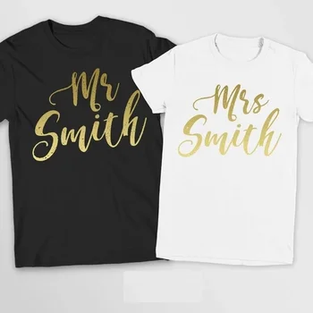 

personalized name gold Wedding Mr and Mrs T Shirts Bride Groom T-Shirt Honeymoon Marriage Gifts Marriage TShirt tanks tops tees