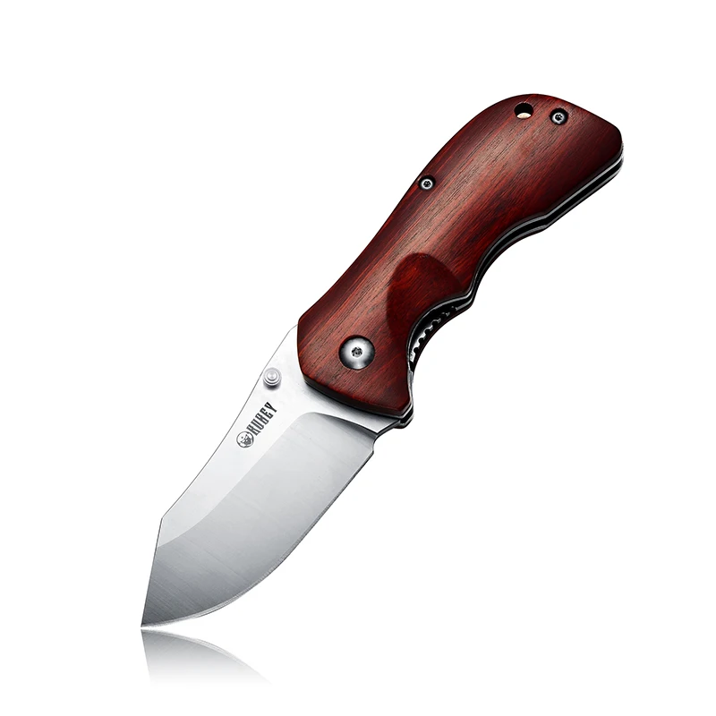 

KUBEY KU180 Hunting Pocket Knife with Wood Handle D2 Blade Ball Bearing Folding Knife for Outdoor Camping Hiking Office Gift