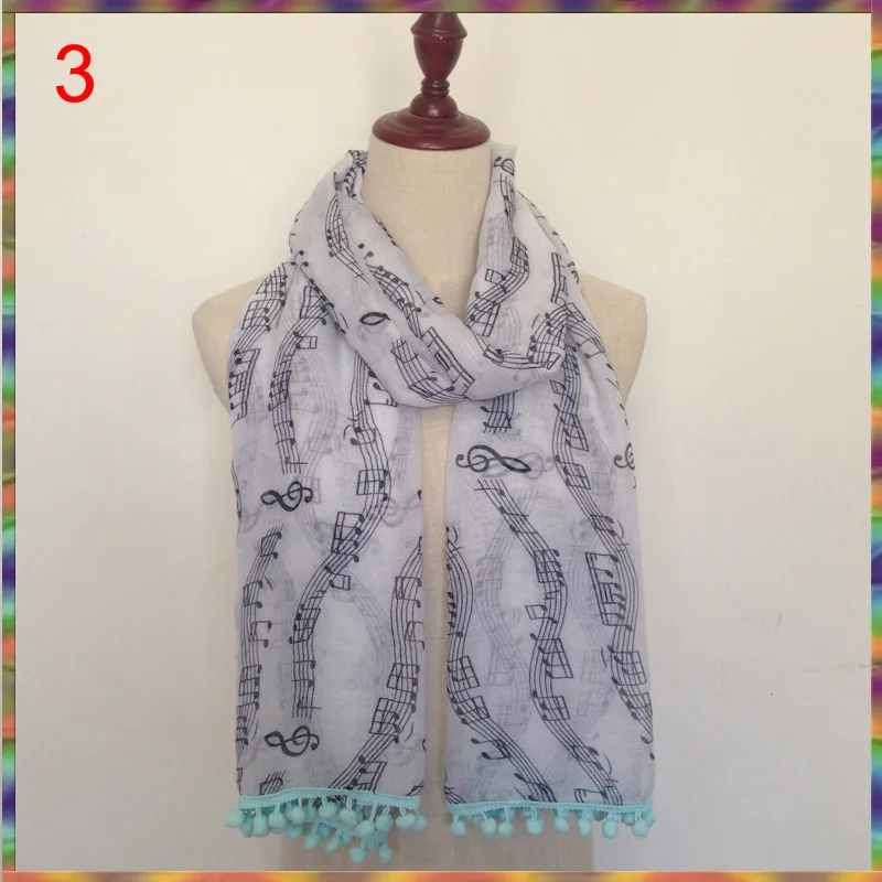 

2017 new design viscose scarf with pom pom music shawls and scarves