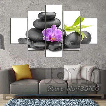 

Large Painting Set Canvas Art Wall Painting For Living Room Wall Decor 5 Piece Black Stone Flower Still Life Picture No Frame