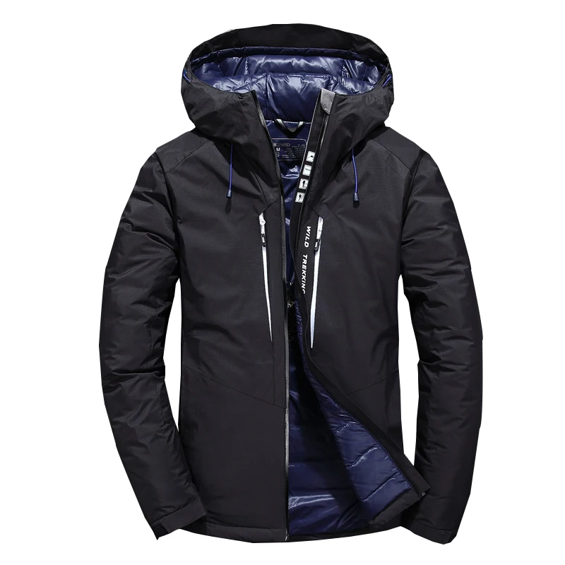 

New White duck Down Jacket Men Winter wild trekking Warm Hood Detached Caulking Waterproof duck down parka coat Plus Size 3XL