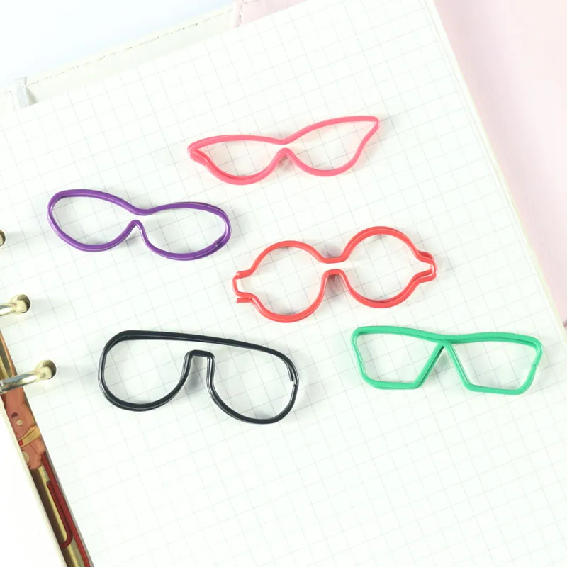

Domikee new creative glasses shape office school metal memo clips stationery,fine colorful index bookmark/paper clips set,5pcs