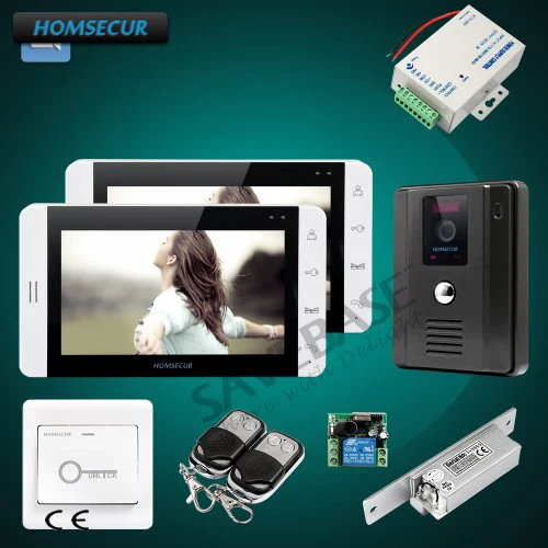 

HOMSECUR Wired Color 7" Video&Audio with Black Camera + Strike Lock 1C2M for Apartment