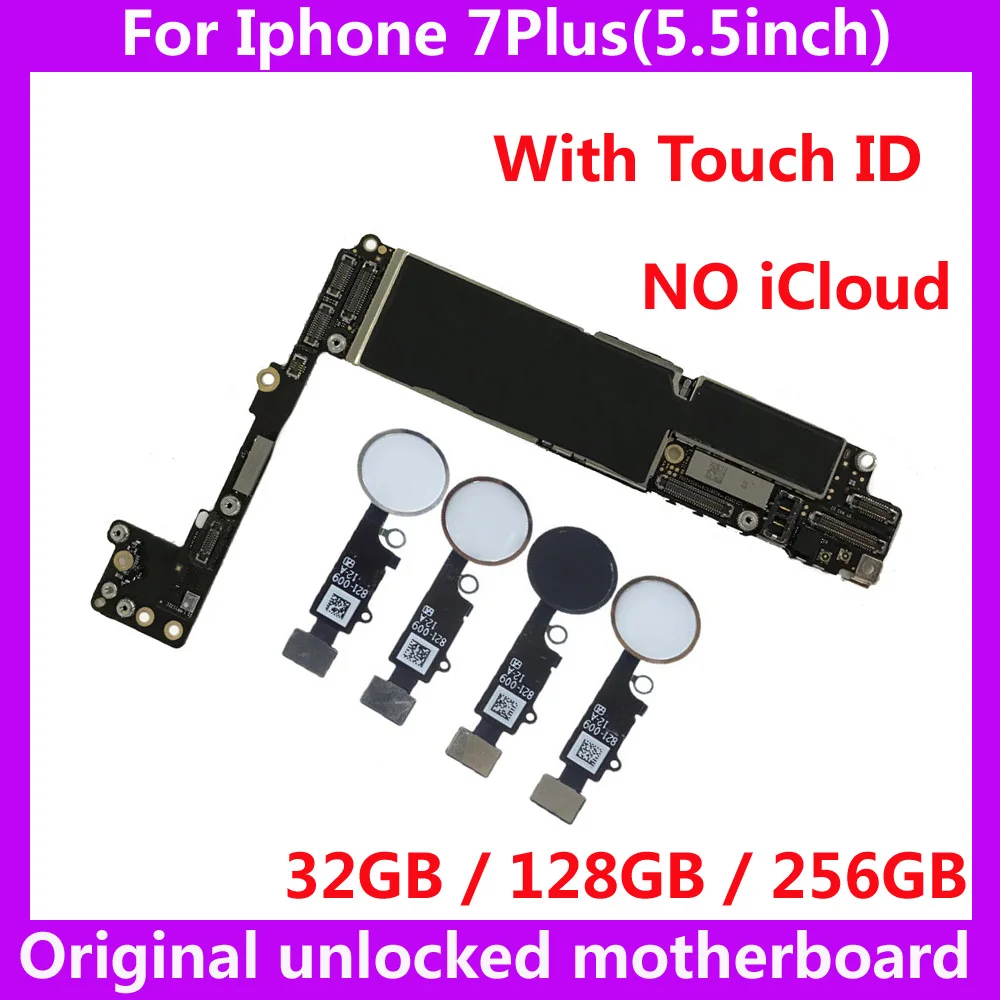 

for iphone 7 Plus 7Plus original IOS System logic board 32gb 128g 256g unlocked motherboard with / without Touch ID Clean iCloud