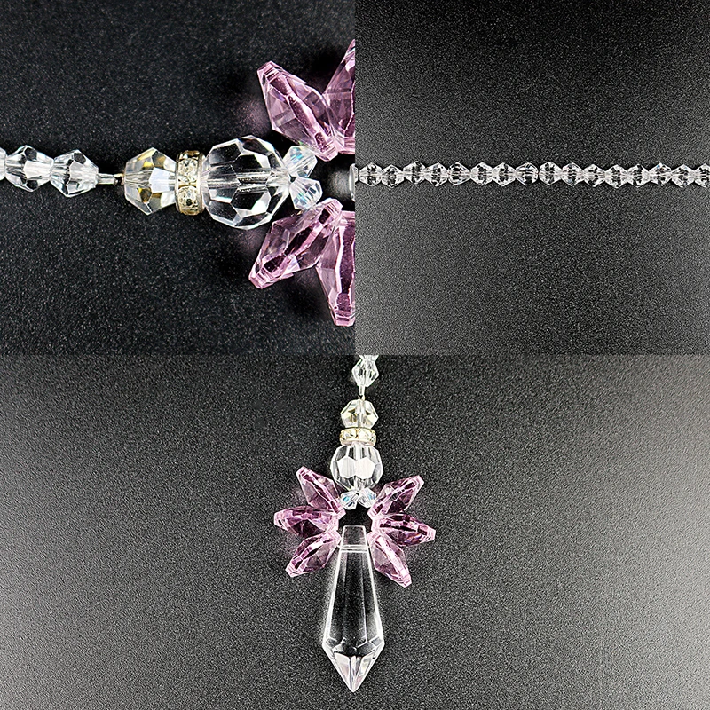 H&D Rainbow Angel Suncatcher Crystal Guardian Angel Chakra Sun Catchers Rear View Mirror Car Charm Home Wedding Decor (Purple) sun catcher,sun catchers