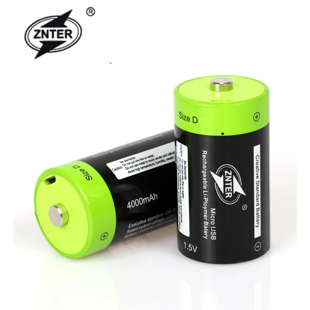 

ZNT1-1 1pcs/2pcs 1.5V 4000mAh USB Rechargeable D Battery For Camera Drone Accessories Multifunctional Lithium Polymer