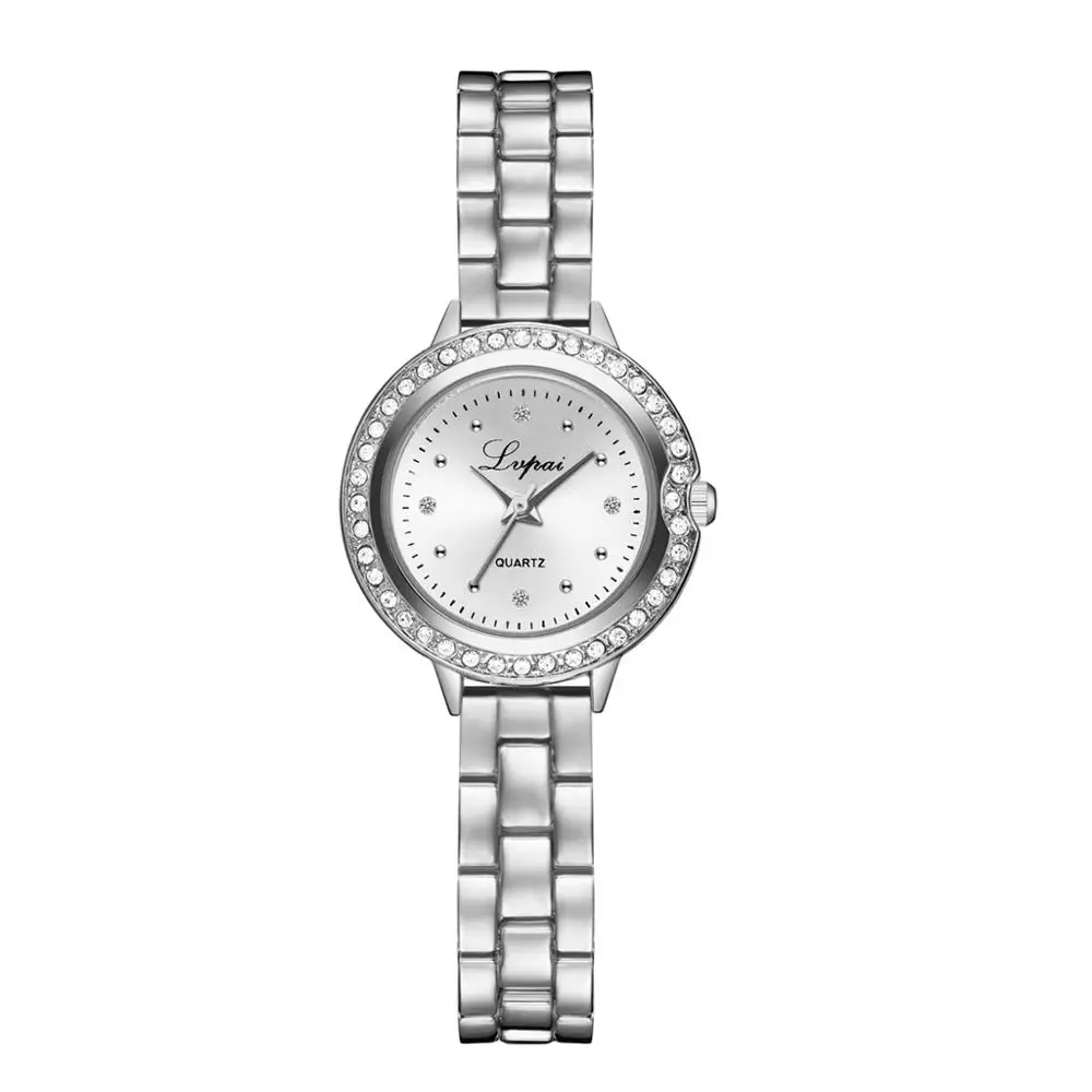 Lvpai бренд браслет женские часы роскошные серебряные розы из металла ремень кварцевые часы женская одежда наручные часы Топ Брендовые Часы - Цвет: Silver White