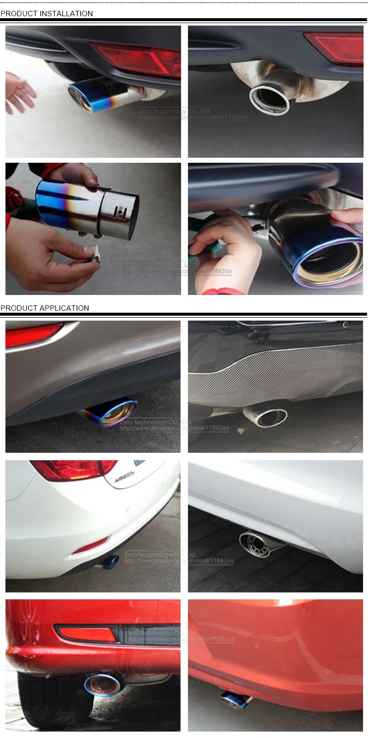 Cano de Escape Ponta de Escape Silenciador Automotivo Duplo Redonda Inoxidável Cromado Modificado Garganta Traseira Exige Aço 6 Automóveis e motos