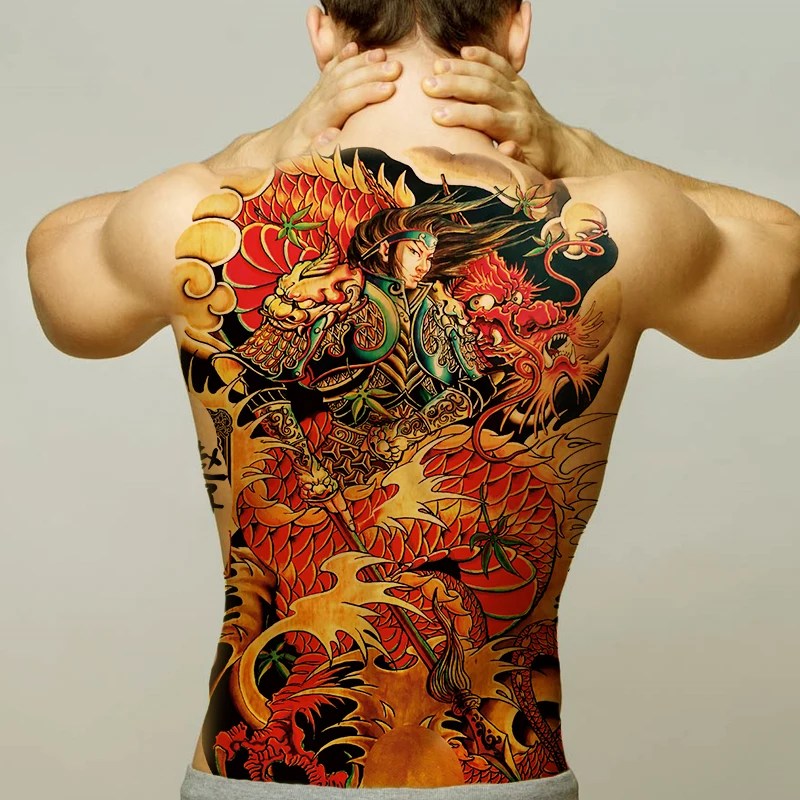 Temporary Tattoos Men Women Sexy Body Art Sticker Large Back Tattoo Boys Waterproof Fake Tattoo Removable Dragon Wolf Tiger Temporary Tattoos Aliexpress