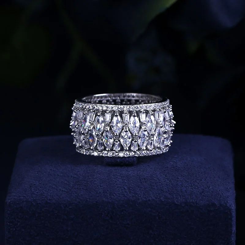 

Trendy Women's Jewelry Hand Made Cubic zirconia Ring white gold-color Rings With Shining Austrian Crystals R90139R