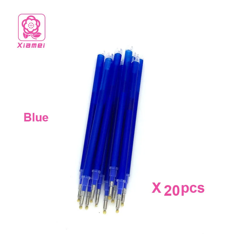 Xiamei 20 шт пластиковая гелевая ручка для чернил, сменные канцелярские стержни для стираемой гелевой ручки, офисные школьные принадлежности, 8 цветов, ручка для чернил - Цвет: Blue