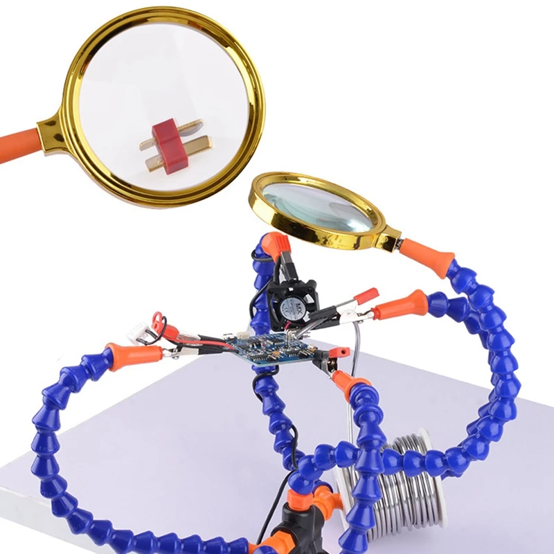 Preise Schraubstock Tabelle Clamp Löten Station Mit 5Pc Flexible Arme Löten Eisen Halter Pcb Schweißen Reparatur Dritte Hand Werkzeug