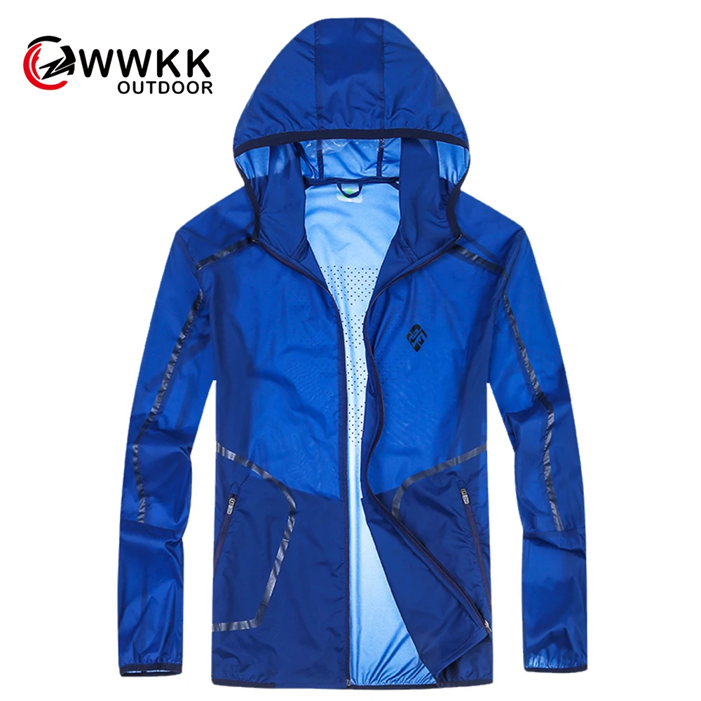 

Male Skin Clothing Sunscreen Rogue Temperament Summer Thin Hooded Beach Coats Stitching Color Perspective Windbreaker protection