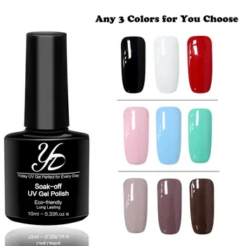 

Yiday 3pcs Difference Colors Soak off UV Gel Nail Polish Curing Led & UV Lamp Nail Art Varnish Base Coat Top Coat Long-lasting