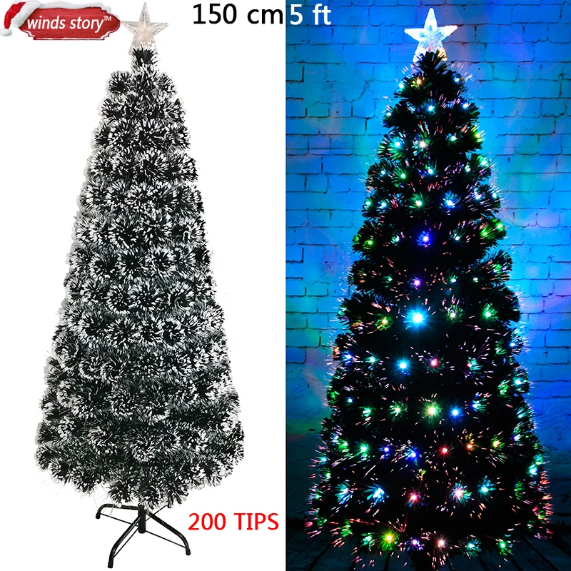  Christmas tree 4'/5'/6' Fiber optic LED Colour Changing Traditional Artificial Green Flash Xmas tre - 32834481065