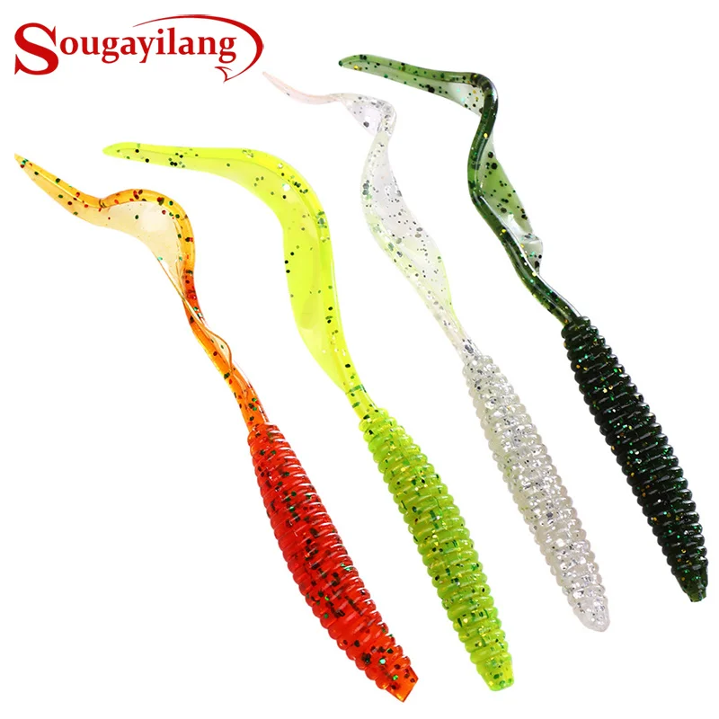 

Sougayilang 12Pcs Fishing Lure 7g 180mm 13cm Fake Lure Silicone Lure Single Long Tail Worm Saltwater/Freshwater Fishing Baits