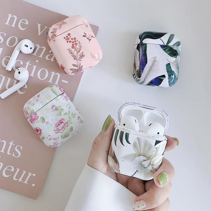 

Plants leaves floral pattern hard Case For AirPods Protective Cover Accessories Hard Case for Apple Airpods Charging Bags
