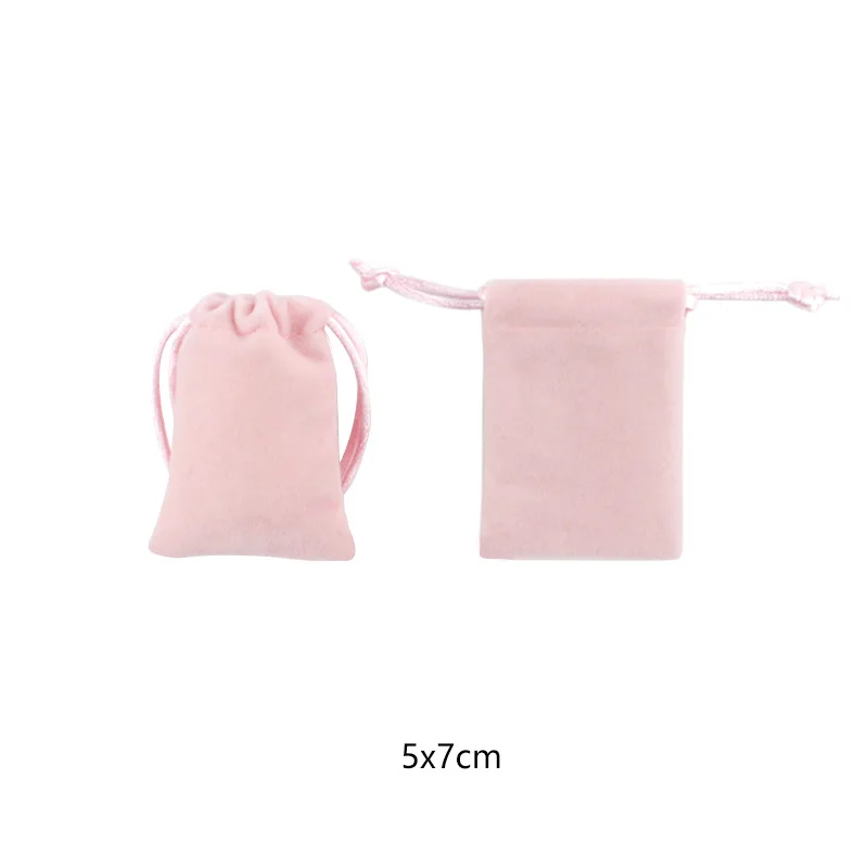 5pcs/lot Sweet Pink Drawstring Organza Velvet Bags 5x7 7x9 10x12cm Storage Bags Christmas Wedding Gift Pouches Jewelry Packaging - Цвет: 5x7cm 5pcs