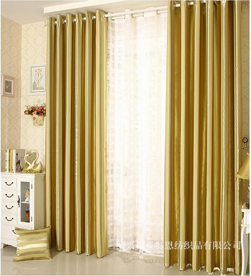cinza ouro elegante moda vertical stripe janela cortinas para sala de estar quarto cortinas blackout cotinas valencias de para sala