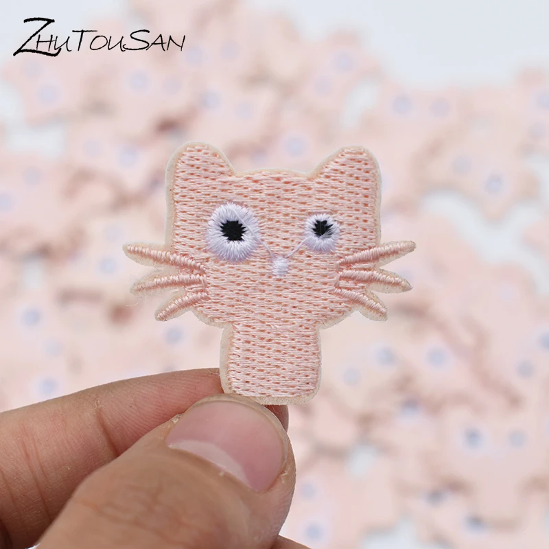 Diy Pink Cats Patches For Purse/Handbag/Clothing Iron On Embroidered