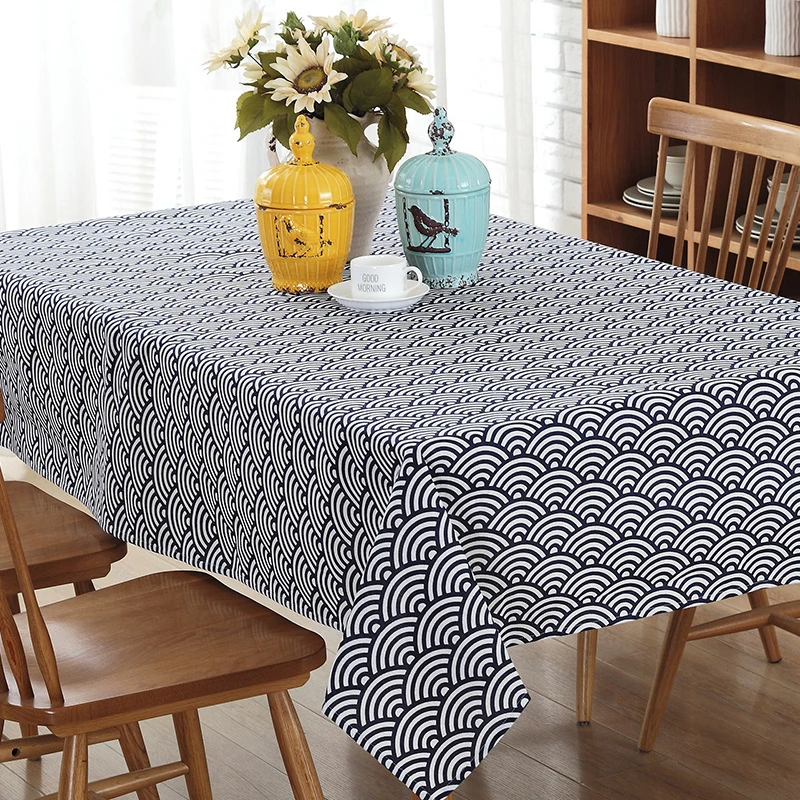

Blue Cloud Elegant Tablecloths For Rectangular Table Cloth For Table Cover Decoration Polyester Cotton For Kitchen Home Ornament