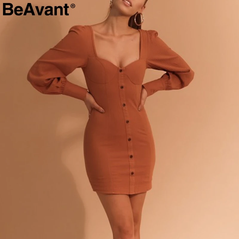 BeAvant винтажное Женское зимнее платье 2018 robe femme с длинным рукавом на пуговицах
