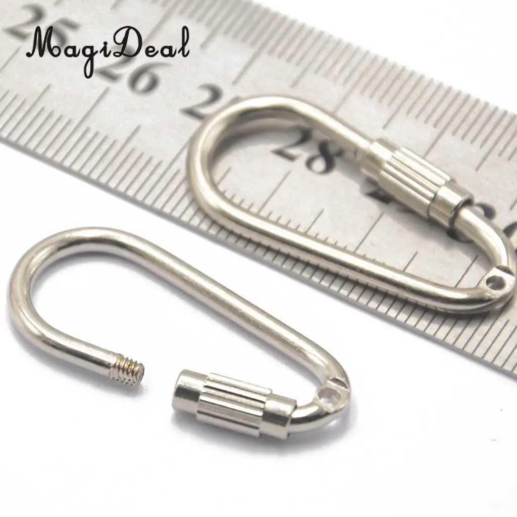 MagiDeal 6 Pcs Steel Screw Locking Carabiner Key Ring Clasp for Climbing Caving Fishing Hiking Traveling Hanging Cords Ropes