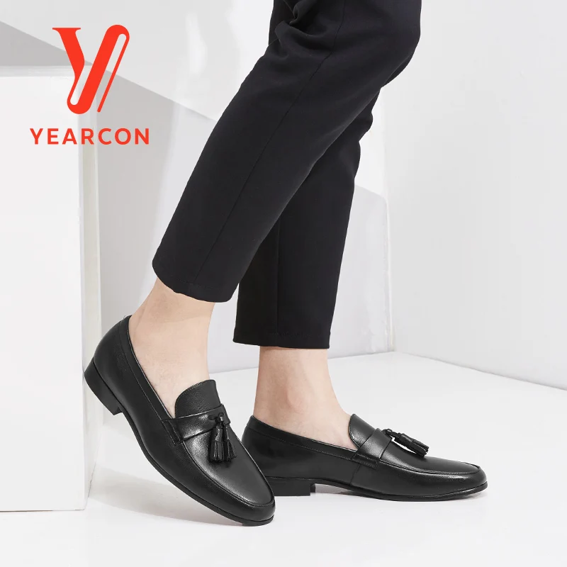 Sapatos Preto Para Dos Negócios Casuais Vestido Homens Yearcon Couro Mocassins De Sapatas BqZfXB