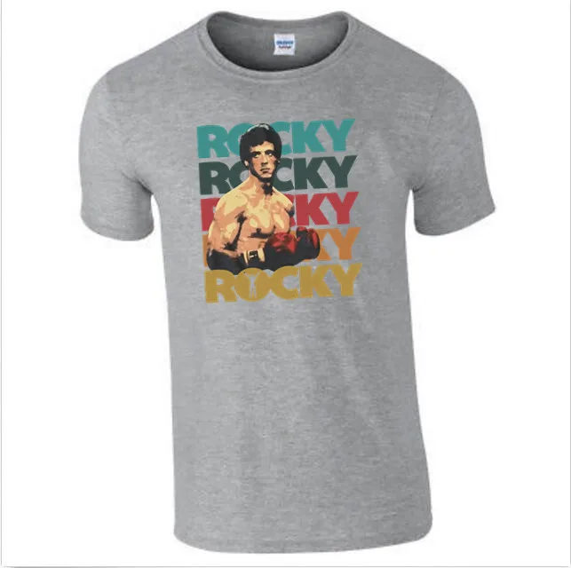Бесплатная доставка футболка Rocky Balboa новый черный Вереск лицензированный 70