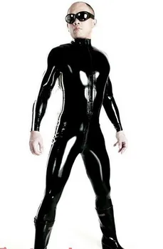 

2017 New Arrival M-3XL Size Men Sexy Club Shinny PVC Bodysuit Mens Full Jumpsuit Leotards Party Dance Clothings N917