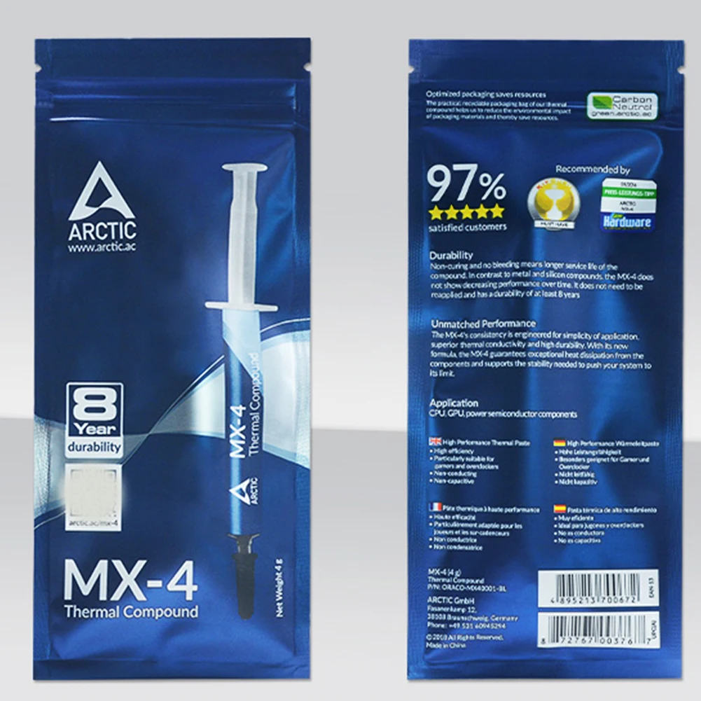 القطب الشمالي MX-4 CPU سيليكون بطاقة جرافيكس الكمبيوتر دفتر معجون حراري المبرد أنبوب كفاءة شرائح المعالج مجمع الشحوم