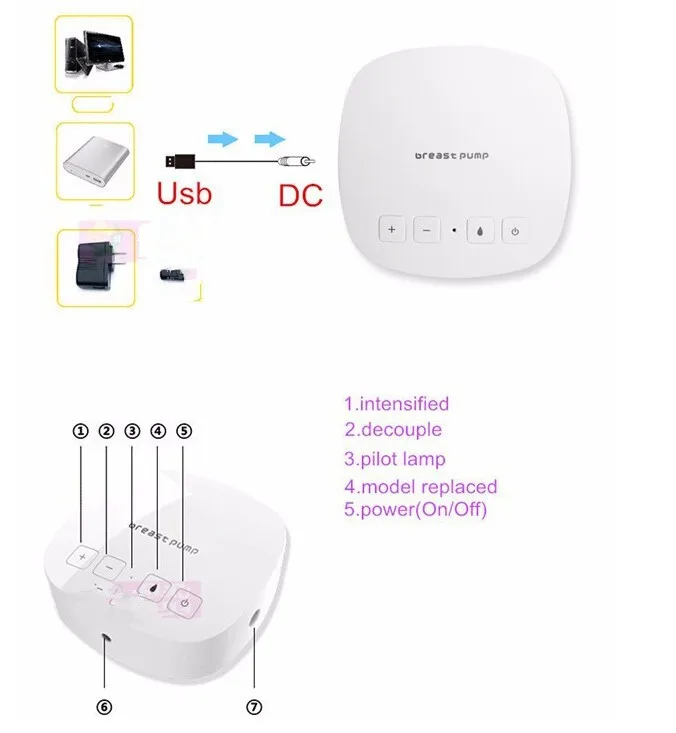 Новое поступление, более удобный USB bpa Бесплатный молокоотсос, мощный всасывающий молокоотсос, электрические молокоотсосы, Mom Love