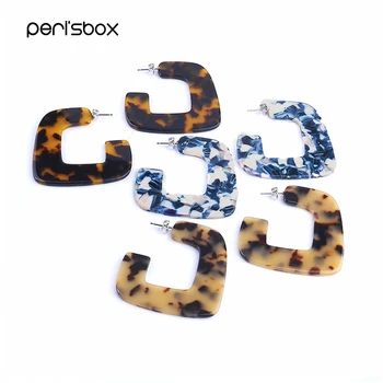 

Peri'sBox Boho Acrylic Leopard Tortoise Hoop Earrings for Women Geometric Acetate Open Hoops Minimalsit Statement Big Earrings