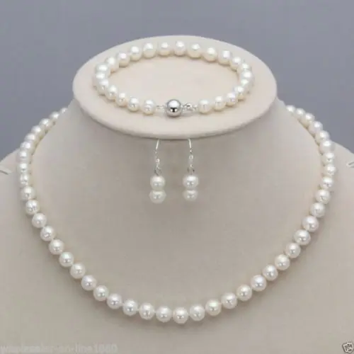 

shipping9-10mm natural south sea white pearl necklace 17inch bracelet earrings (A0423) -Bride jewelry free shipping