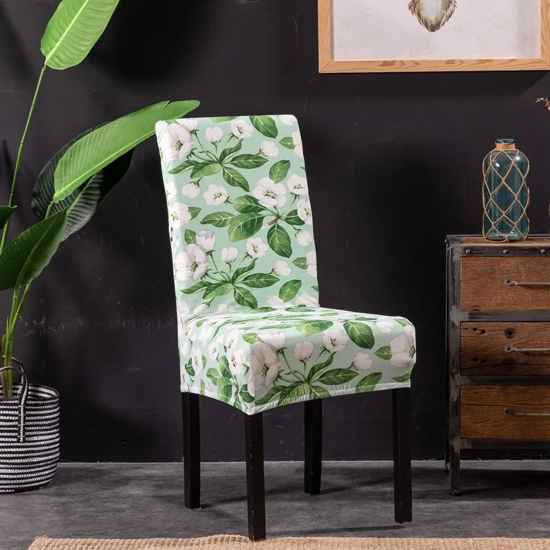 Flower Printing Removable Chair Cover Big Elastic Slipcover Modern Kitchen Seat Case Stretch Cover For Banquet Fullpackage hotel Flower Printing Removable Chair Cover Big Elastic Slipcover Modern Kitchen Seat Case Stretch Cover For Banquet Fullpackage hotel