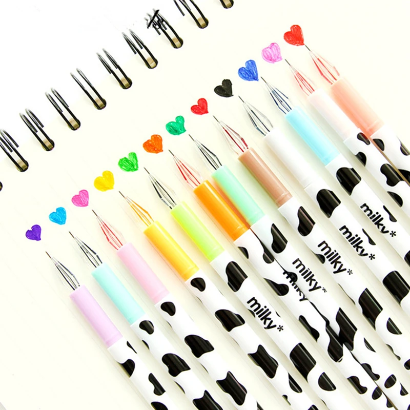 

Cows Pattern 12 Color Gel Pen 0.5mm Cute Korean Stationery For Girls Office School Supplies Kawaii Diamond Head Writing Pens