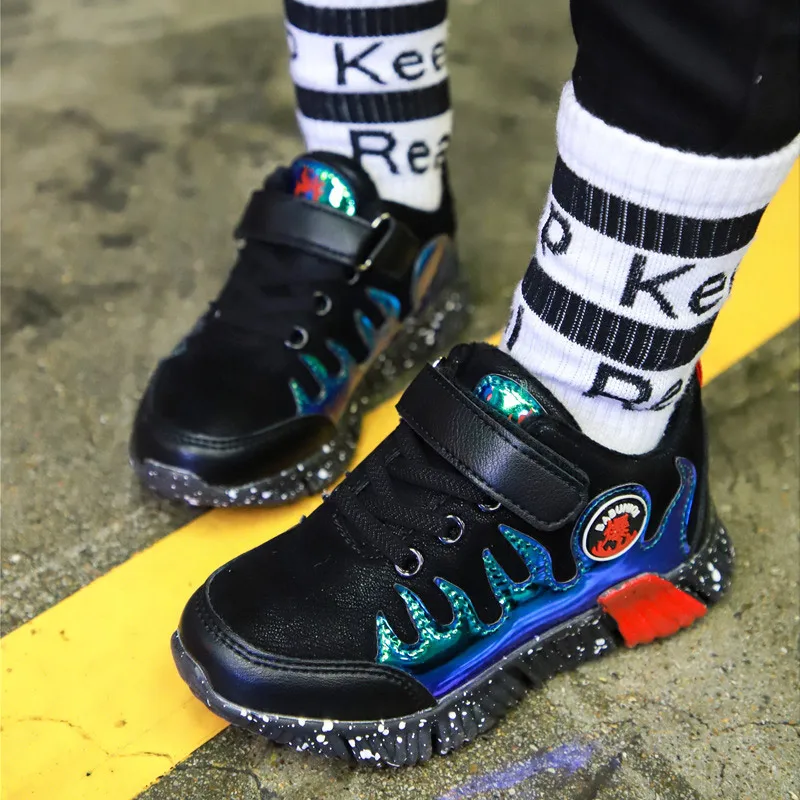 الخريف الشتاء المخملية الطفل أحذية دافئة الفتيان رياضية الاطفال أحذية أنيقة الأطفال تزلج الأحذية ل طفل بريق 3 إلى 14 سنوات