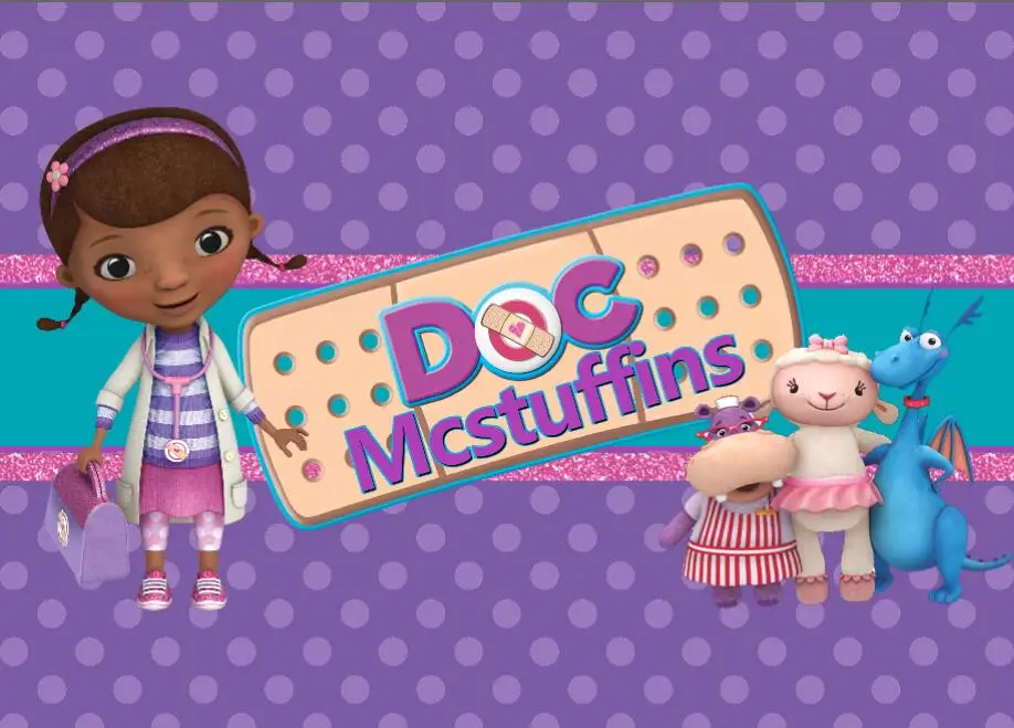 7 X5Ft Doc Mcstuffins Purple Polka Dots Custom Photography Studio Sfondo Vinile 220Cm X 150Cm